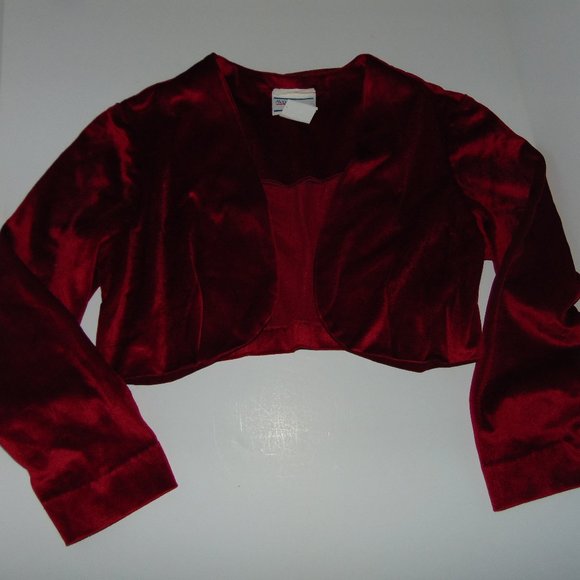 Red Velvet Dress with Crop Bolero Jacket - Size 5/6 - Picture 6 of 7